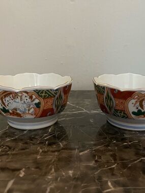 Vintage Andrea by Sadek Porcelain Footed Bowls Set of 2